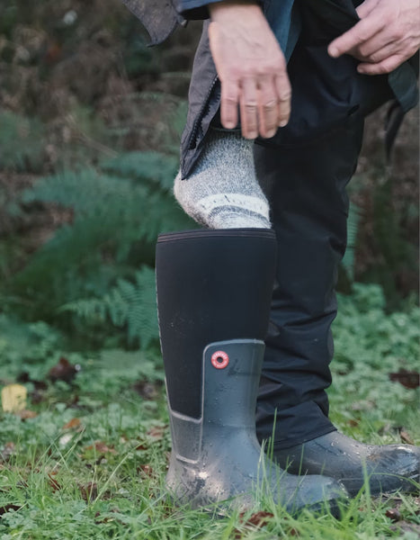 Wet weather gear overtrousers. ZIpped magnetic gusset making it easy to put gumboots on video